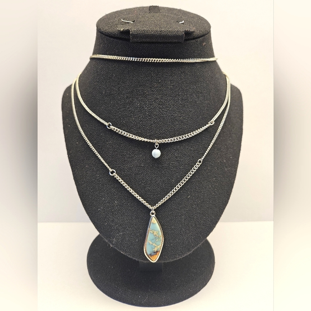 Faux Stone Triple Layer Necklace